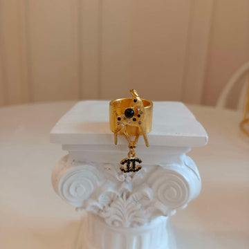 Chanel Deer Ring, US Size 7.25, Gold-Plated, Grade A, Code 01A