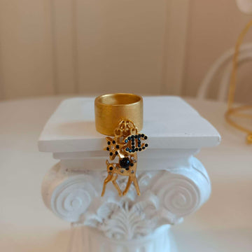 Chanel Deer Ring, US Size 7, Gold-Plated, Grade A, Code 01A