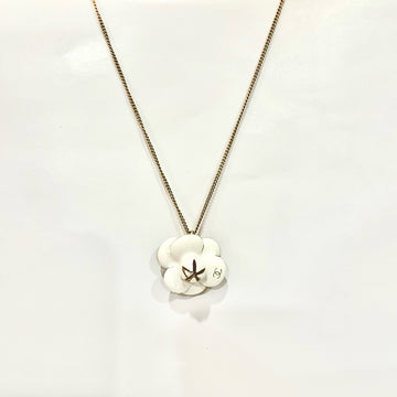 Chanel White Camellia Necklace 02P Gold-Plated | Grade A