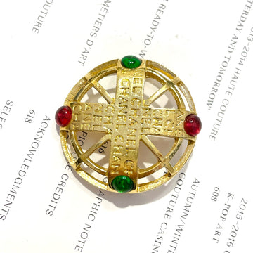 Chanel Vintage Openwork Glass Brooch, 4.5cm Diameter, 1990s, A-Grade, Gold-Plated & Glass