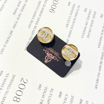 Chanel 13C Pink Acrylic Round Stud Earrings - Grade A