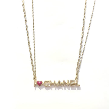 Chanel "I Love Chanel" Double-Layer Light Gold Necklace, Must-Have for Chanel Fans, 64.5cm Length, 5.5cm Pendant, Gold-Plated