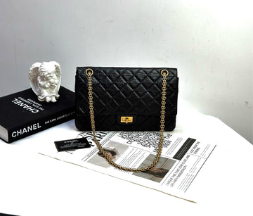 Chanel Black Gold 2.55 Reissue Medium (24-Series) - (includes authenticity card)-Calfskin 28×17cm - Serial 24554997