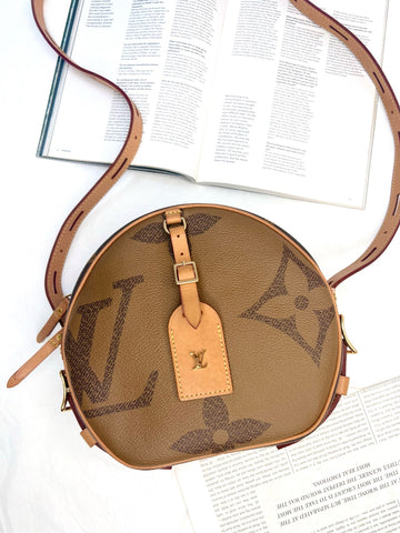 LV Large Caramel Color Block Monogram Soft Round Bag PL3128 17*16 Grade A