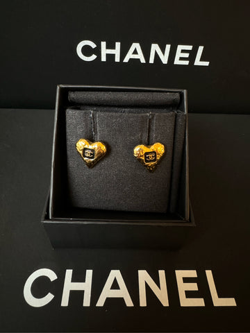 CHANEL 23K Lava Heart Earrings 1.5cm-Grade S Full Set New