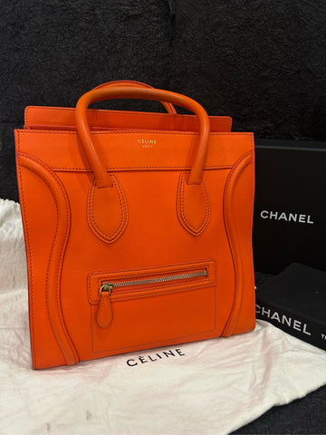 Céline Orange Nano Luggage "Smile Bag" - 31×30cm - B+ Grade (Serial S-ZP-0192)