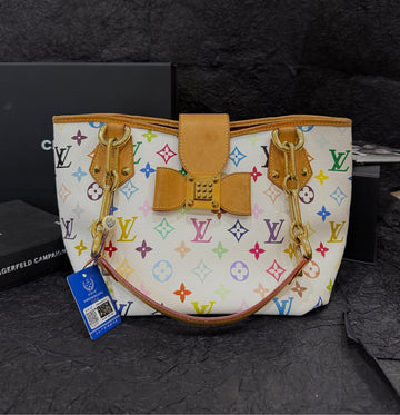 Louis Vuitton Monogram Multicolor White Annie - 30×19cm - A-Grade (Date Code SR0121)-Original Vachetta Leather with Untouched Patina