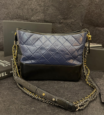 Chanel Gabrielle Hobo Medium Blue/Black Combination (Serial 25266124)-28cm× 22cm-Over ¥40,000 -Grade A