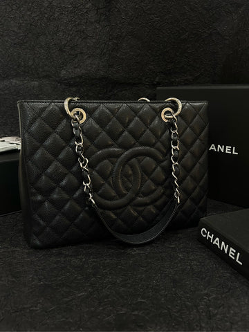 Chanel Black Caviar GST with Silver Hardware - 36×24cm - A-Grade (Serial 19599472)-19-Series-Structured Silhouette