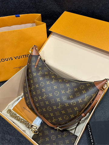Louis Vuitton/LV Loop Hobo Monogram Moon Bag (2024 Receipt, 99% New, Full Set) - Includes NFC Chip, Dust Bag, Box, Invoice - Model CA0074