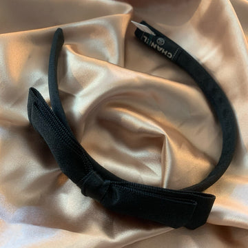 Chanel Black Satin Bow Headband