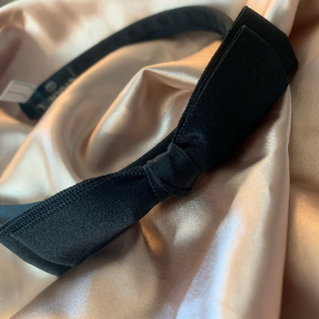 Chanel Black Satin Bow Headband