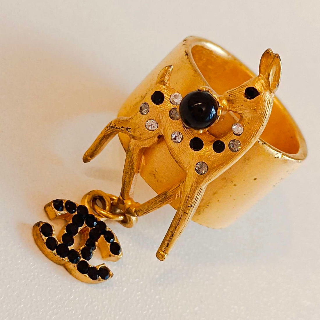 Chanel Deer Ring, US Size 7.25, Gold-Plated, Grade A, Code 01A