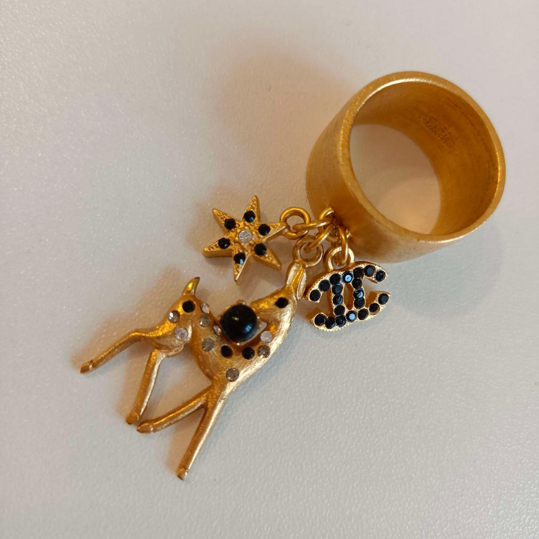 Chanel Deer Ring, US Size 7, Gold-Plated, Grade A, Code 01A