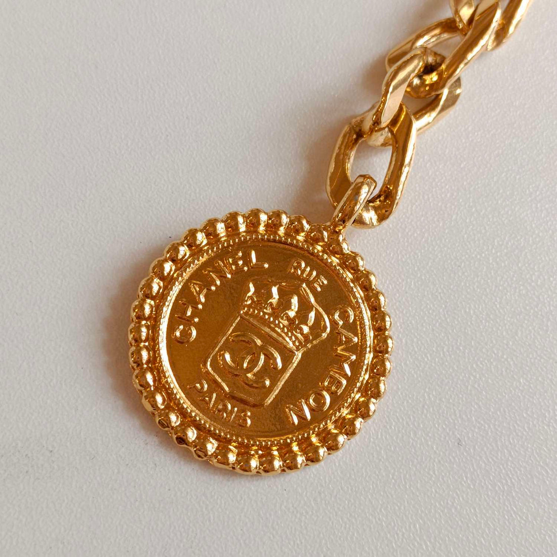Chanel Vintage 1990s Gold-Plated Double-Layer Coin Belt Chain - With Engraving Photos