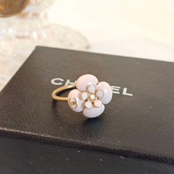 Chanel Pink Camellia Enamel Ring - US Size 6.5 - Grade A