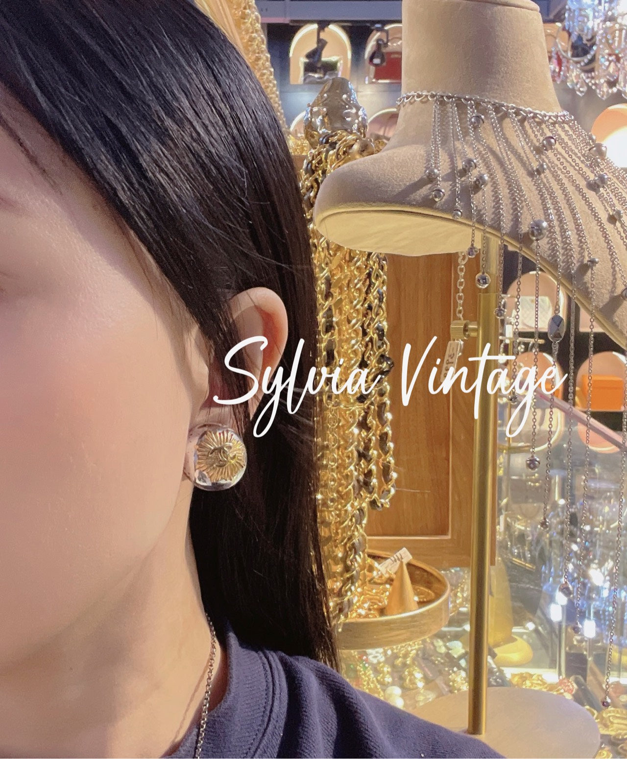Chanel Silver Dome Clip-On Earrings, 96V Gold-Plated, Grade A, Diameter 2cm