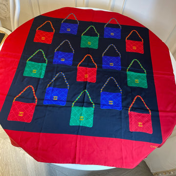 Chanel Square Pouch Scarf (Les Miniatures) - 88×88cm - 100% Silk - Grade A - 1990s Vintage