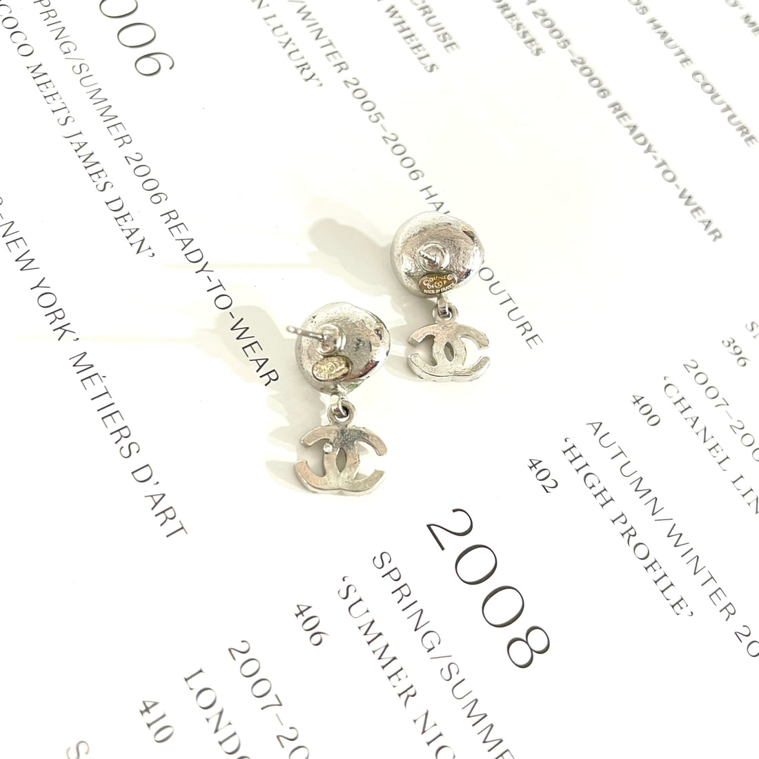 Chanel Green Floral Enamel Stud Earrings - Full Crystal Embellishment - 2.3cm (Total) / 1.2cm (Flower) - Grade A