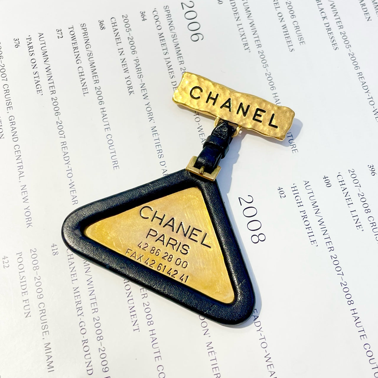 Chanel Black & Gold Triangle Brooch, 94P, Grade A