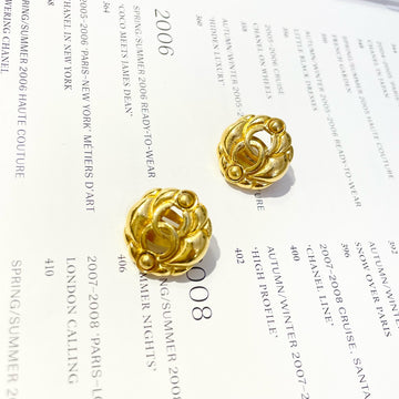 Chanel Round Gold-tone Clip-on Earrings