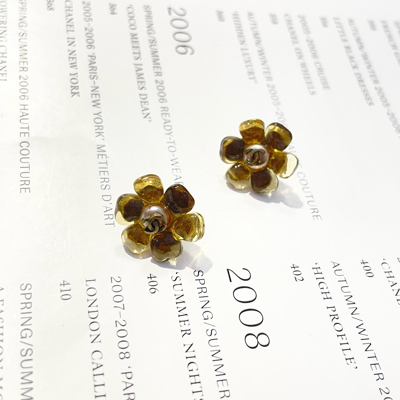 Chanel Vintage Glass Floral Stud Earrings - 1.8cm Diameter - Grade A - Resin & Glass
