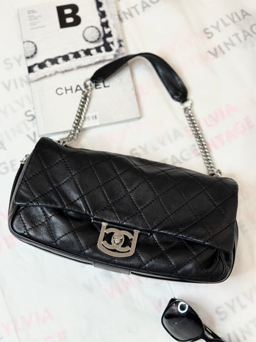 Chanel Black & Silver Lambskin Underarm Bag #11851824 30*15 Grade A