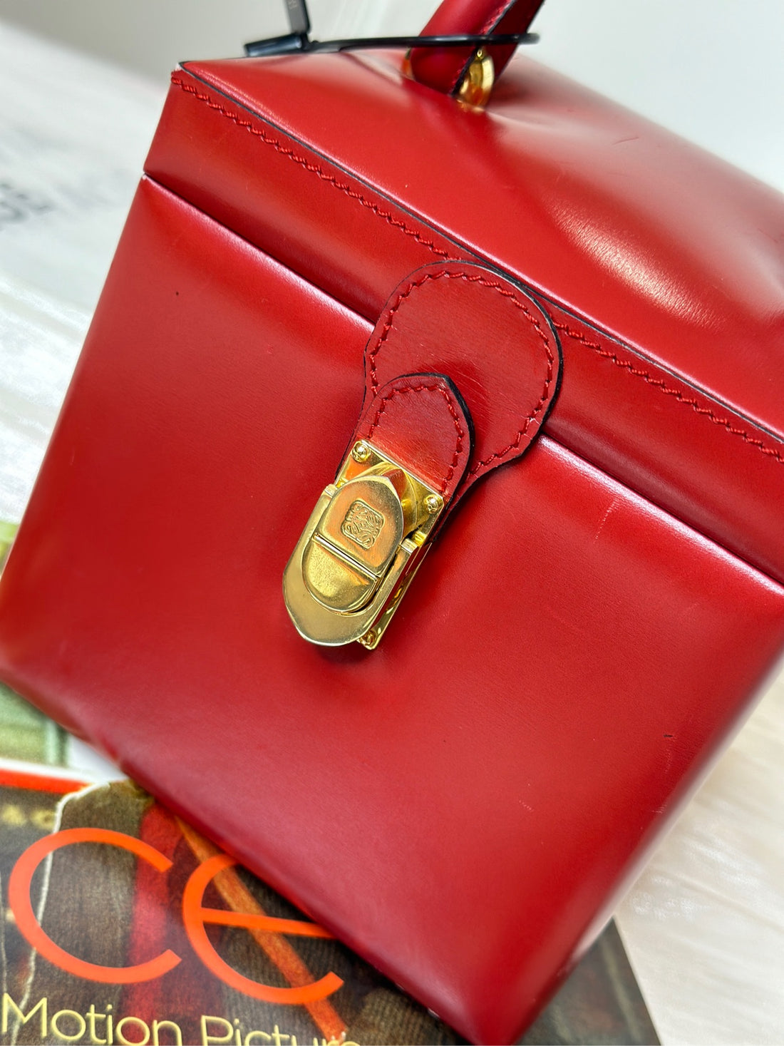 Loewe Vintage Red Museum Box Bag 14cm × 14cm - No Serial Number-A-Grade