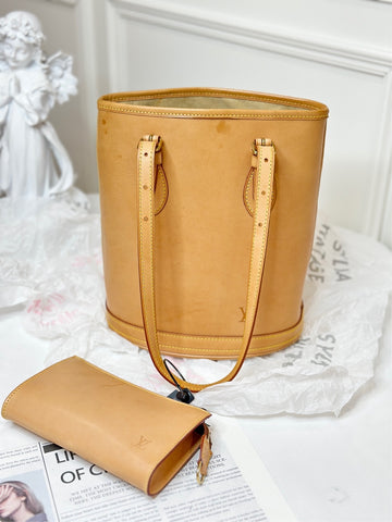 Louis Vuitton Pure Vegetal-Tanned Leather Bucket Bag with Pouch (1998 Limited Edition) - 23cm × 27cm - Serial FL0061