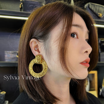 Chanel Vintage 1990s Gold-Plated Carved Floral Multi-Function Clip-On Earrings - Grade A