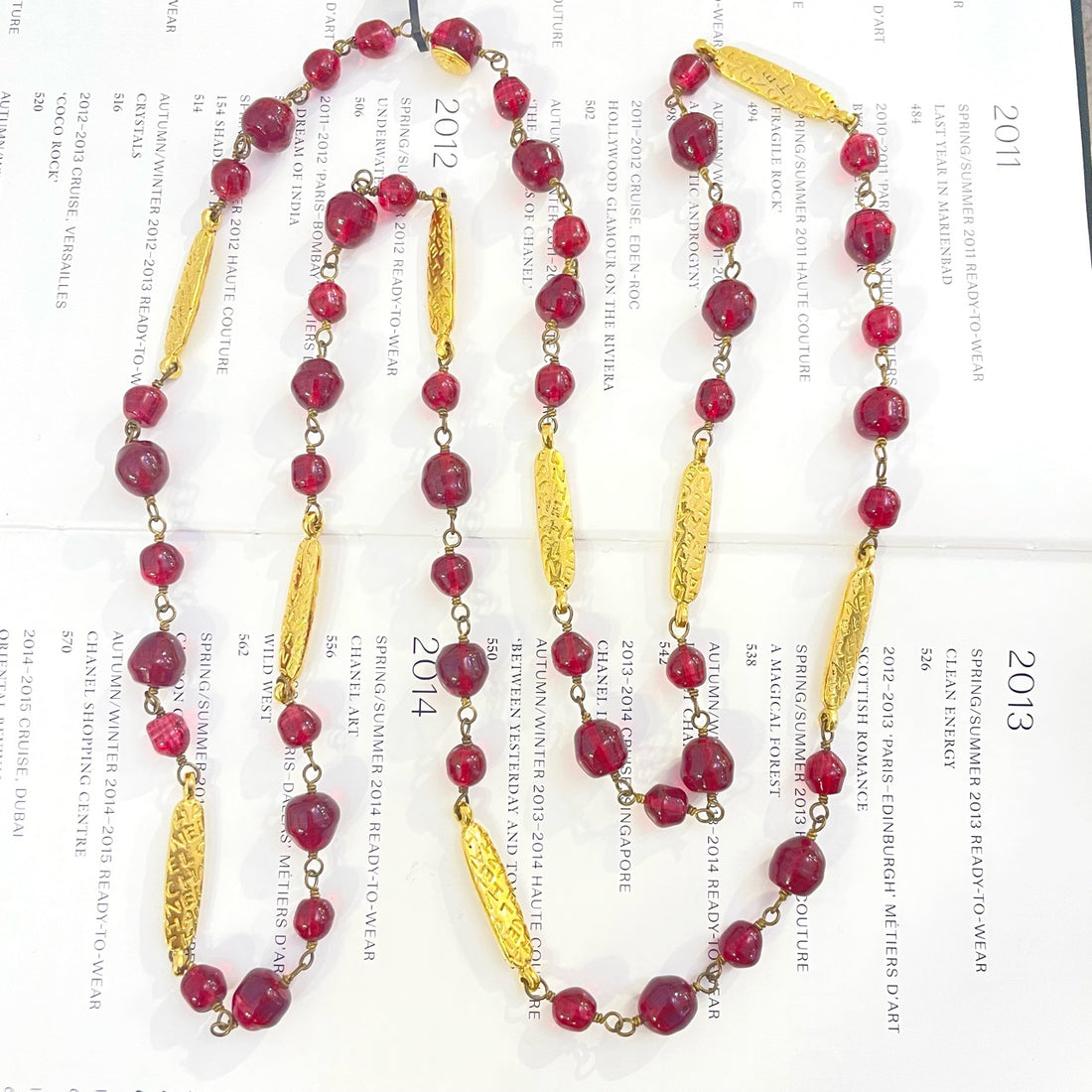 Chanel Vintage 1990s Red Glass Bead Sweater Chain - Grade A