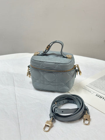 Dior Powder Blue Cannage Vanity Case Crossbody Bag (12×10cm) - A-Grade -Serial:56-MA-1212