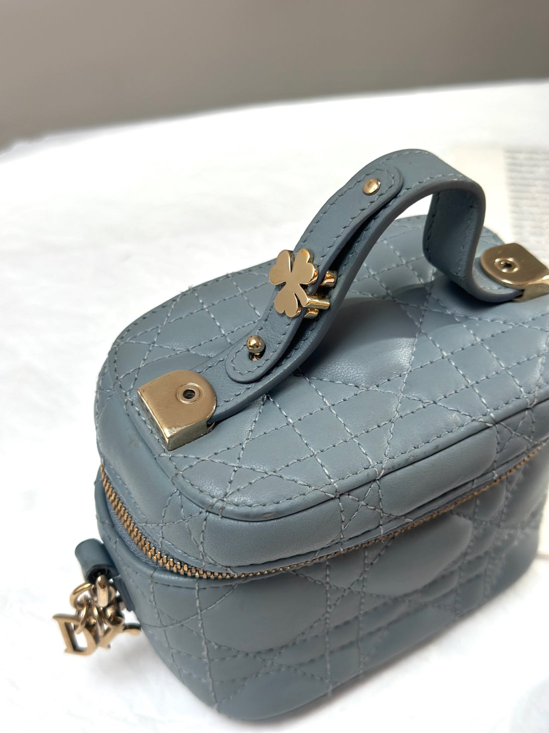 Dior Powder Blue Cannage Vanity Case Crossbody Bag (12×10cm) - A-Grade -Serial:56-MA-1212
