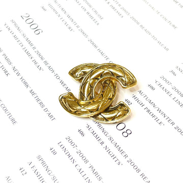 Chanel Quilted Pattern Bird Brooch - Small Size 3x4cm - 1990s Vintage - Gold-Plated - Grade A