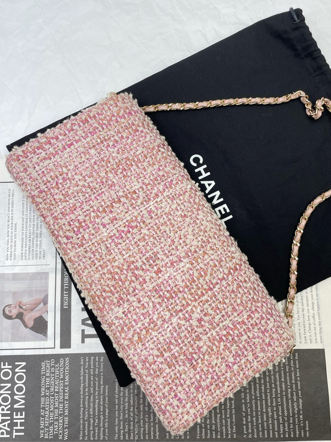 Chanel Pink Tweed Diamond Quilt Shoulder Bag - 26×11cm - A-Grade (Serial 8155497)