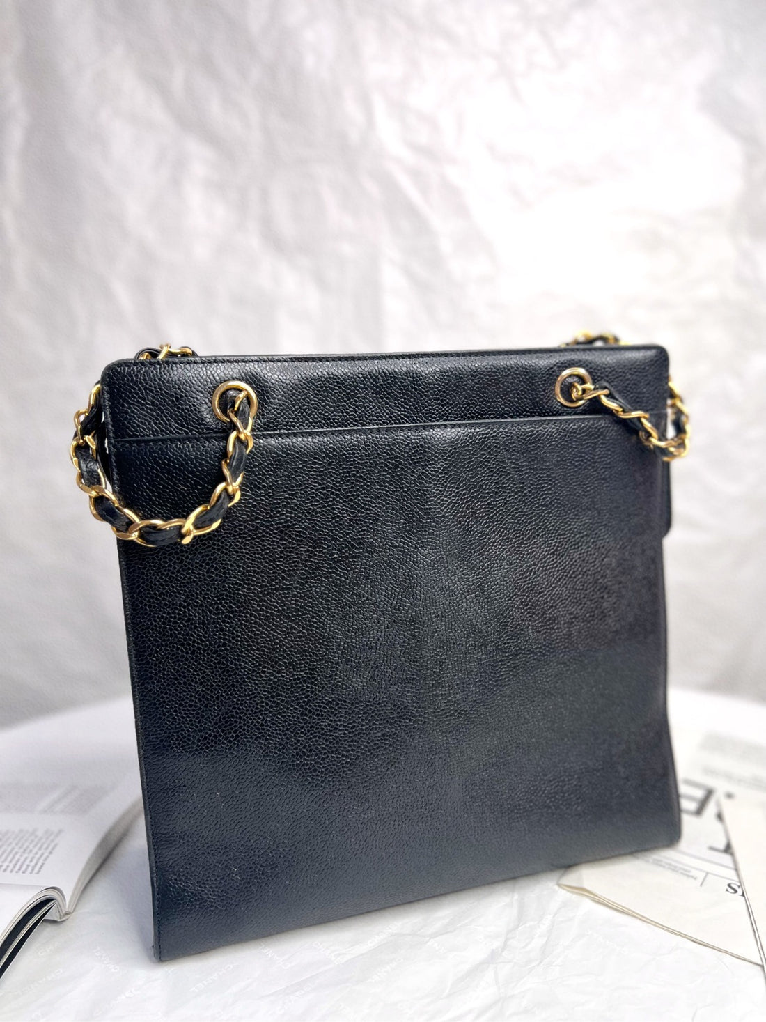 Chanel Black Caviar Leather Document Case with Gold Hardware - 28×24cm - A-Grade (Serial 5091457)