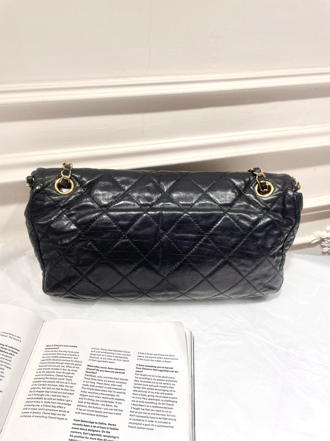 Chanel Vintage Black Waxed Calfskin Classic Flap with Gold Hardware - 29×14cm - A-Grade (Serial 16242320)