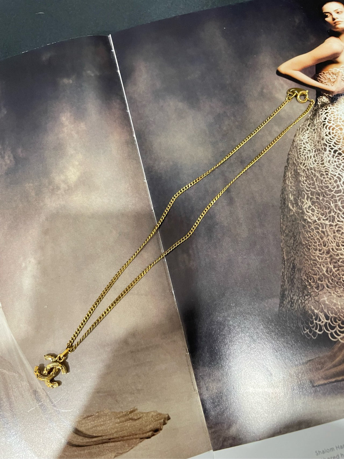 Chanel Gold-Tone Double C Logo Pendant Necklace-39cm-Gold-plated
