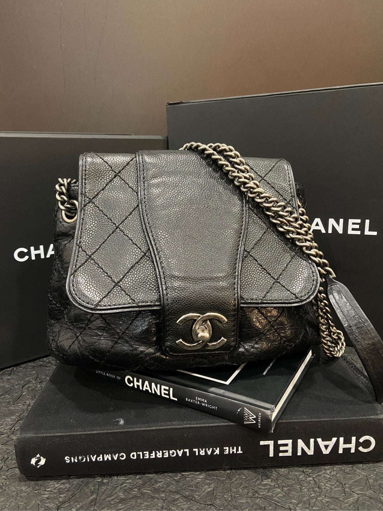Chanel Black Caviar Airport 'Piggy' Bag - 28×18cm - A-Grade (Serial 19877417)