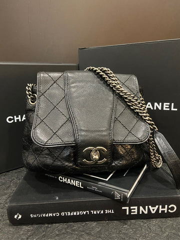 Chanel Black Caviar Airport 'Piggy' Bag - 28×18cm - A-Grade (Serial 19877417)
