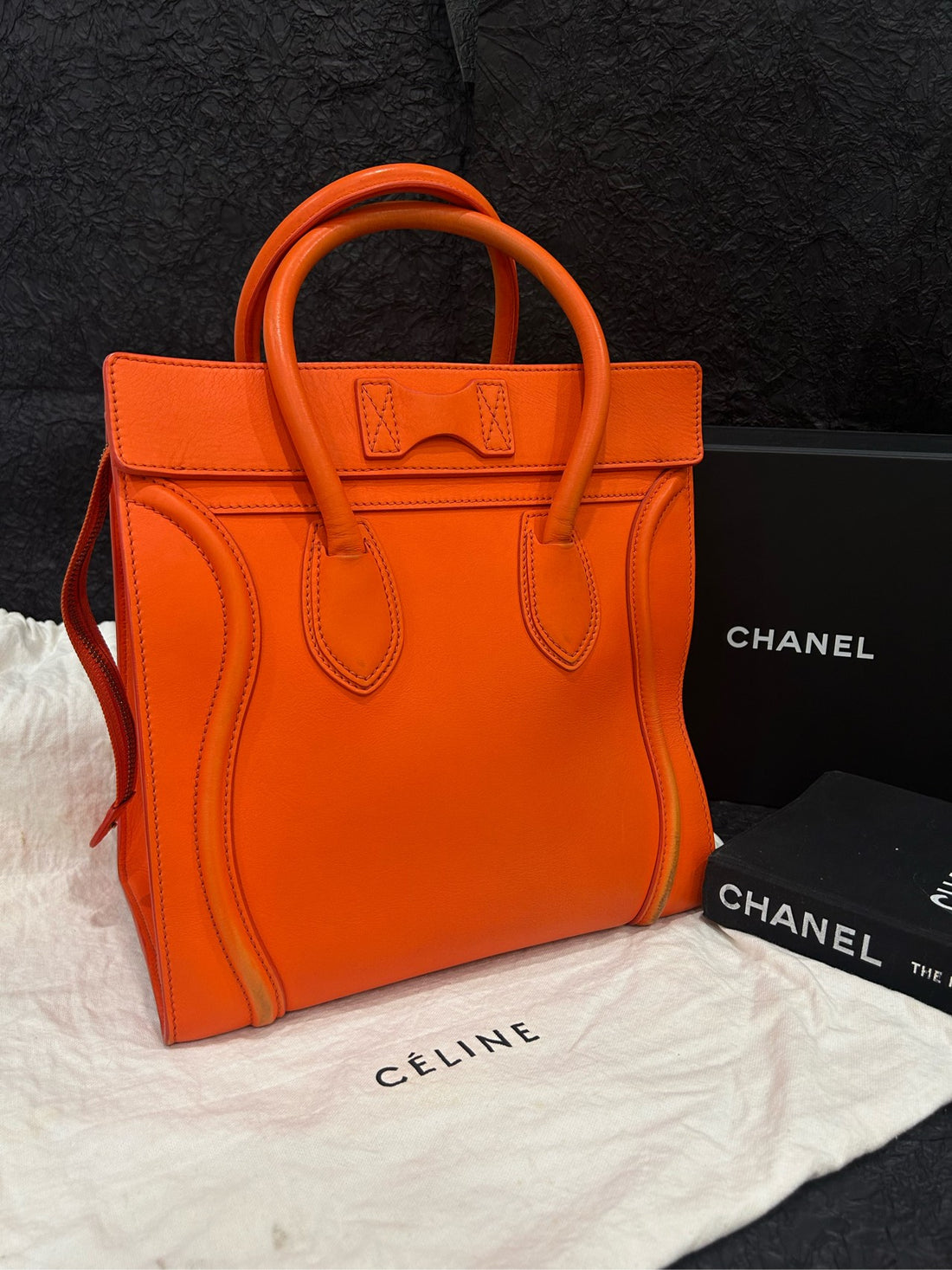 Céline Orange Nano Luggage "Smile Bag" - 31×30cm - B+ Grade (Serial S-ZP-0192)
