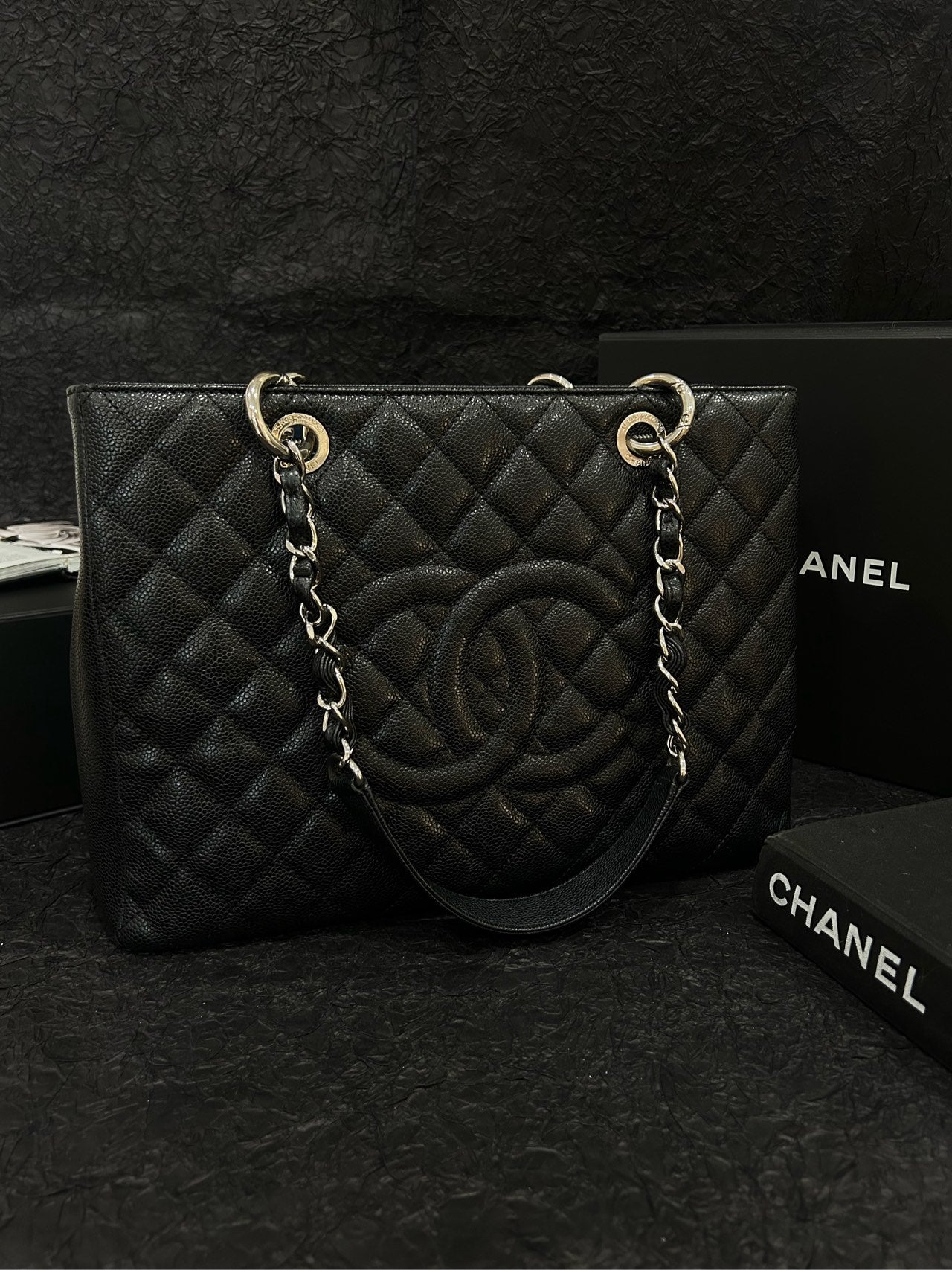 Chanel Black Caviar GST with Silver Hardware - 36×24cm - A-Grade (Serial 19599472)-19-Series-Structured Silhouette