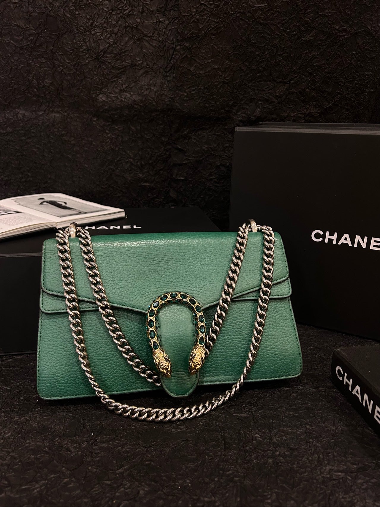 Gucci Green Crystal Dionysus Medium Bag 28cm×19cm Grade A 400249493075