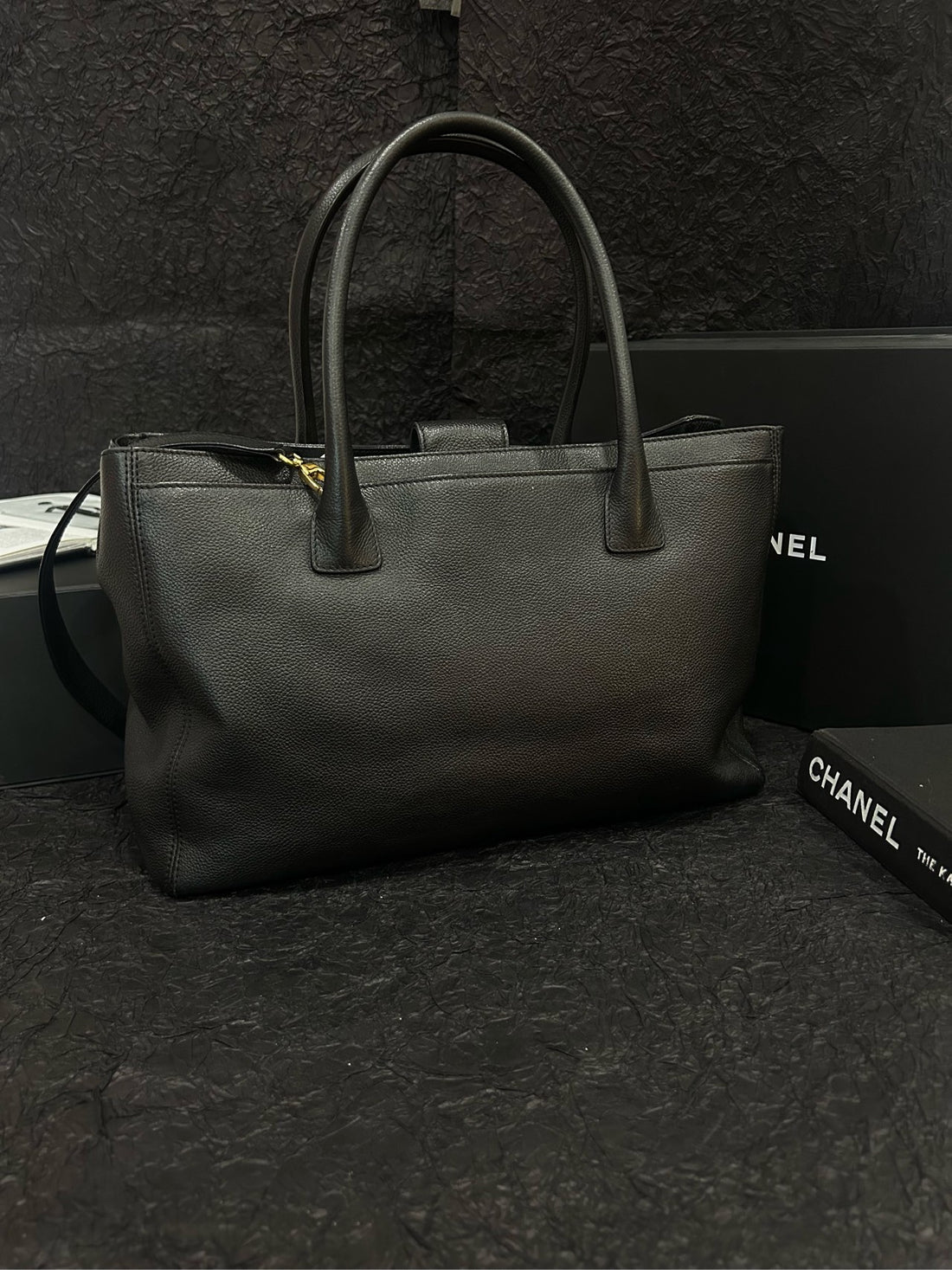 Chanel Black Gold CERF Tote Bag with Shoulder Strap (Without Inner Pocket) 38×25cm Grade A 16236698