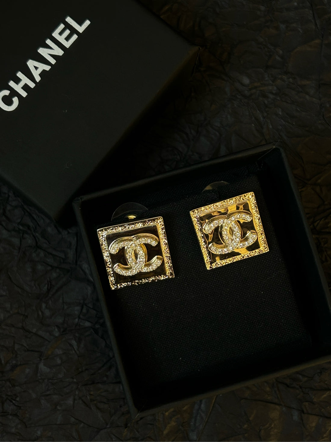 CHANEL23P Mini Square CC Stud Earrings 1.8cm - Gold-Plated (A+)